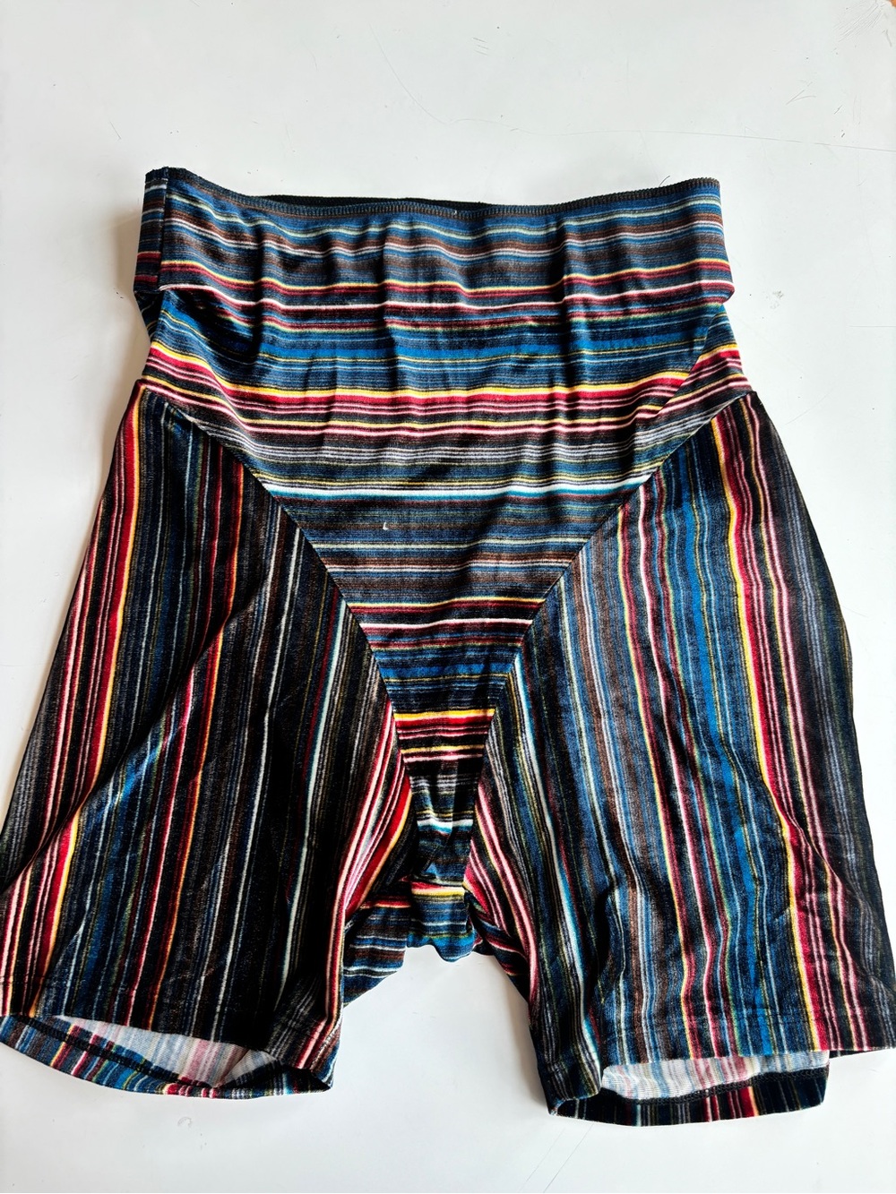 Mia Vesper Multicolor Striped High-Waist Biker Shorts
